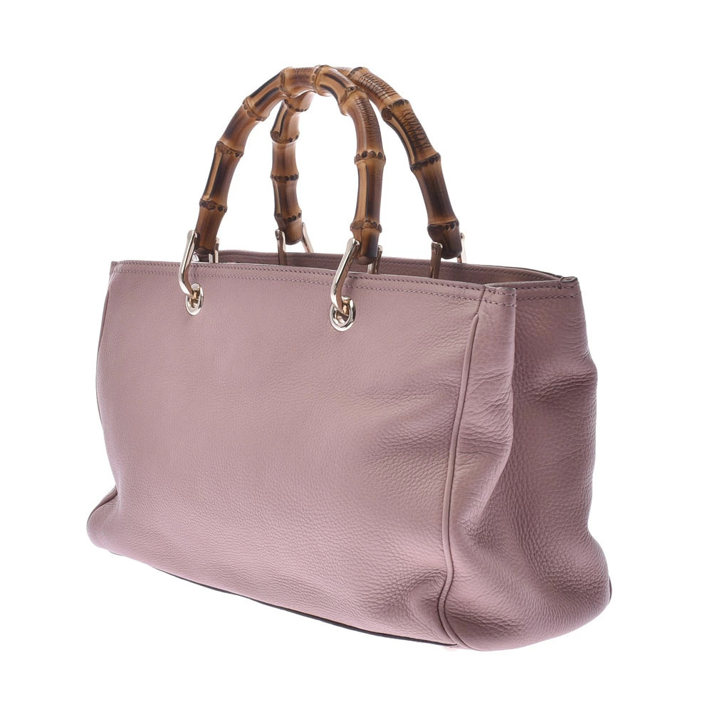 Gucci Pink Bag Bamboo Handbag Shopper Calfskin 2way Pink